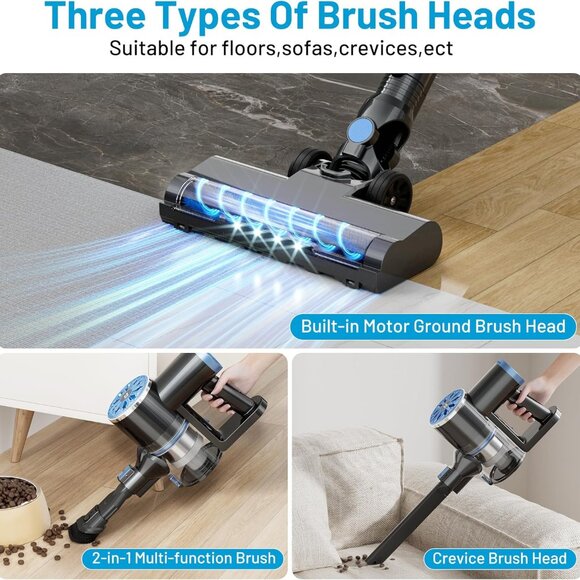 Cordless Vacuum Cleaner with Self-Standing, LED Screen Stick Vacuum Cleaners for - Picture 7 of 8